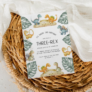 Süßer Dinosaurier Dritter Geburtstag Three-Rex-Par Einladung