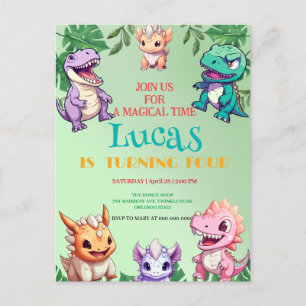 Süßer Dinosaurier Dschungel Schulkinder Geburtstag Postkarte