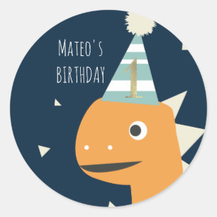 Süßer Dinosaurier Eins Erster Geburtstag Faux Gold Runder Aufkleber