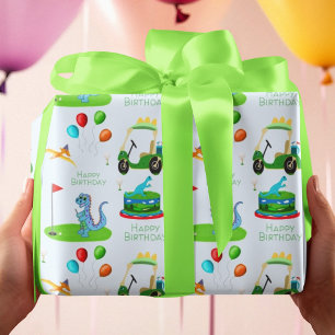Süßer Dinosaurier-Golf-Themen-Kinder-Geburtstag Geschenkpapier