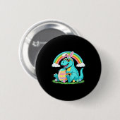 Süßer Dinosaurier-Hasen-Osterei-glücklicher-Ostern Button (Vorne & Hinten)