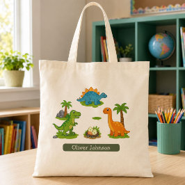 Süßer Dinosaurier-Kinder-Name-Schule Tragetasche