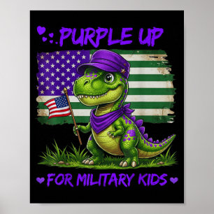 Süßer Dinosaurier Lila Hoch Tag Monat des Militärs Poster