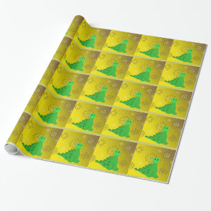 Süßer Dinosaurier mit Schneeflocken Geschenkpapier