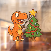 Süßer Dinosaurier mit Weihnachtsbaum Fensteraufkleber (Blatt 2)