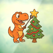 Süßer Dinosaurier mit Weihnachtsbaum Fensteraufkleber (Blatt 3)