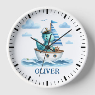 Süßer Dinosaurier-Nautik-Boot-Kapitän Personalisie Uhr