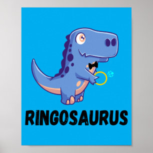 Süßer Dinosaurier-Ringträger-Ring Dino-Hochzeitsfe Poster