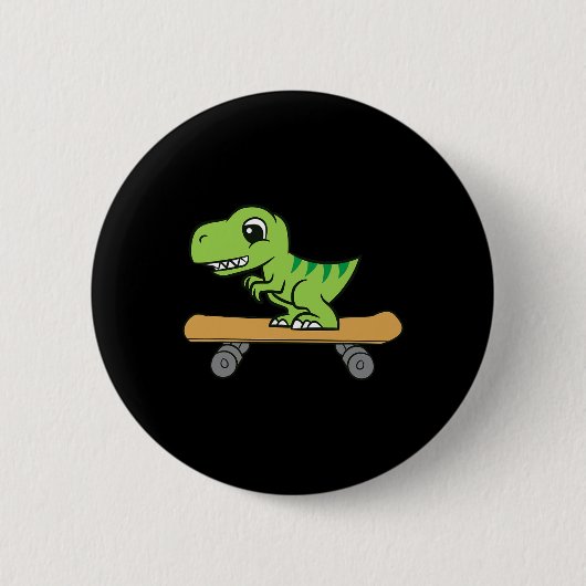 Süßer Dinosaurier Skateboard fährt  Button (Vorderseite)