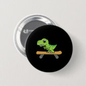 Süßer Dinosaurier Skateboard fährt  Button (Vorne & Hinten)