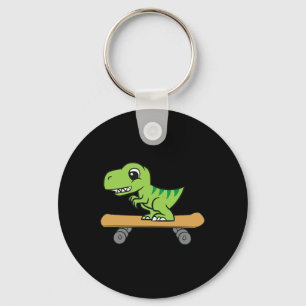 Süßer Dinosaurier Skateboard fährt Dinosaurier  Schlüsselanhänger