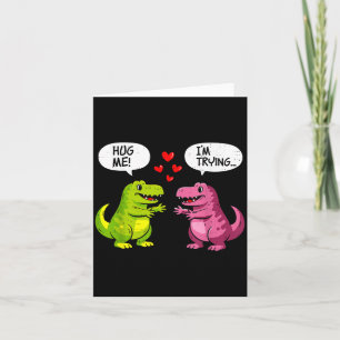 Süßer Dinosaurier T Rex Umarmen Valentinstag Paar Karte