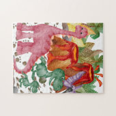 Süßer Dinosaurier und ausbrechender Vulkan Puzzle (Horizontal)