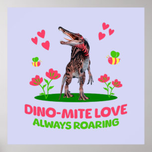 Süßer Dinosaurier Valentinstag für Kinder Poster