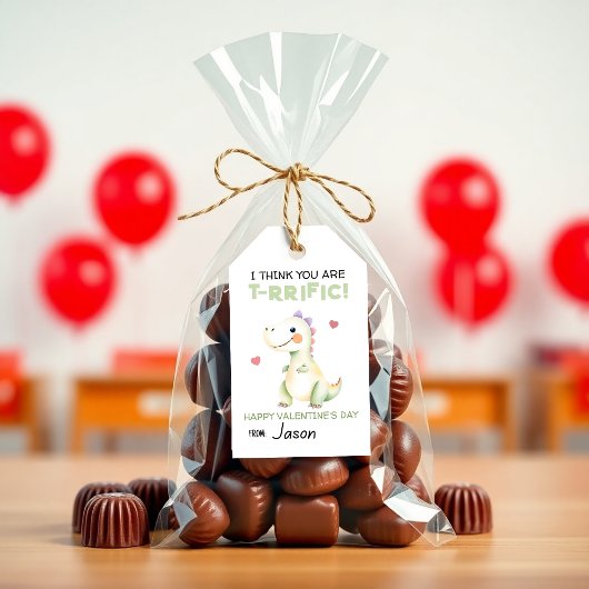 Süßer Dinosaurier-Valentinstag “T-Rrific” Kinder K Geschenkanhänger