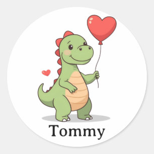 Süßer Dinosaurier-Valentinsticker für Jungen Runder Aufkleber