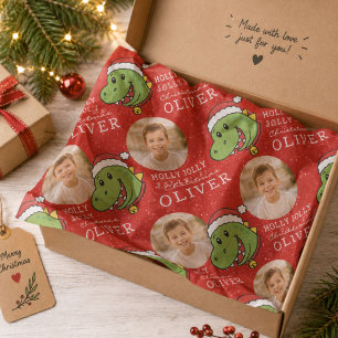 Süßer Dinosaurier-Weihnachten Personalisiertes Fot Seidenpapier