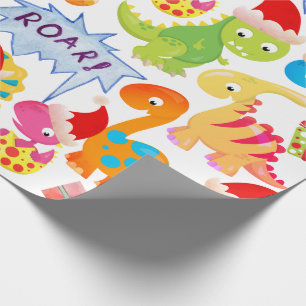 Süßer Dinosaurier Weihnachts-Cartoon Geschenkpapier
