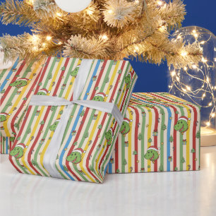 Süßer Dinosaurier Weihnachtsmannmütze Streifen Wei Geschenkpapier