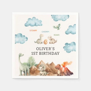 Süßer Dinosaurier Wolken Kindergeburtstagsfeier Serviette