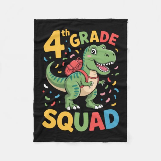 Süßer Dinosaurier zum 4. Klasse Schulbeginn Fleecedecke (Vorderseite)