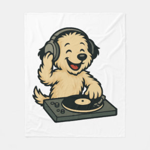 Süßer DJ-Hund mit Kopfhörern � Lustiges Geschenk f Fleecedecke