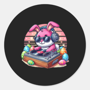 Süßer Dj Osterhase Runder Aufkleber