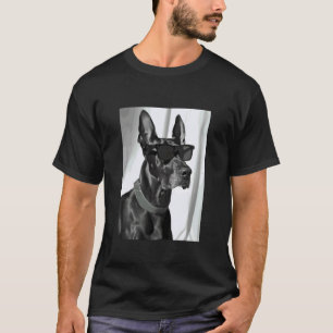 Süßer Dobermann mit Sonnenbrille Cooler Hunde Lieb T-Shirt