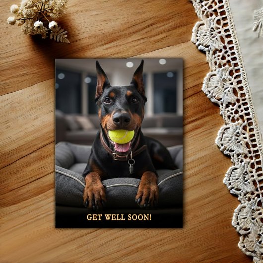 Süßer Dobermann Pinscher  Gute Besserung  Postkart Postkarte