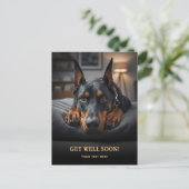 Süßer Dobermann Pinscher  Gute Besserung  Postkart Postkarte (Stehend Vorderseite)