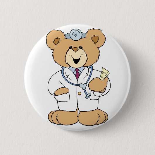 Süßer Doktor Teddybär Button (Vorderseite)