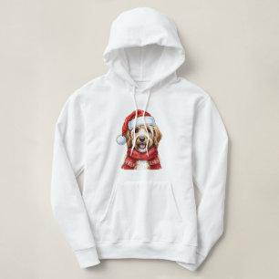 Süßer Doodle-Hund Weihnachts-Santa-Hut und -Schal Hoodie