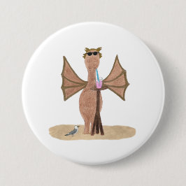 Süßer Drache am Strand Button