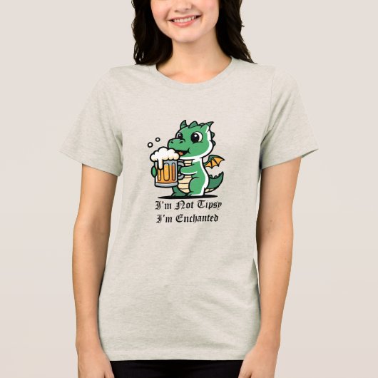 Süßer Drache, der Bier trinkt Tri-Blend Shirt (Vorderseite)