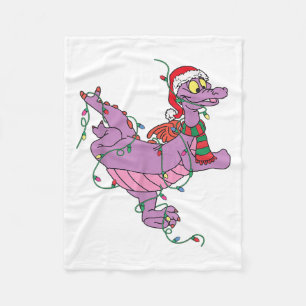 Süßer Drache Figment Lichter Weihnachten Santa Tie Fleecedecke