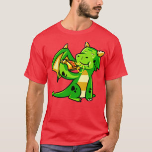 Süßer Drache isst Pizza Fabelwesen Monster T-Shirt