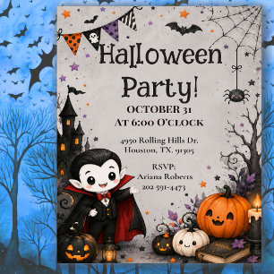Süßer Dracula Vampir Kinder Halloween-Party Einladung