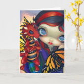 "Süßer Dragonling III" Gruß-Karte Karte (Gelbe Blume)