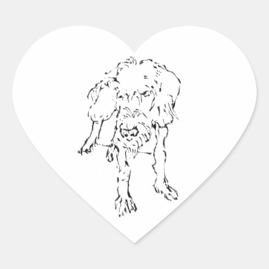 Süßer Drahthaar-Dackel-Hund Herz-Aufkleber (Vorderseite)