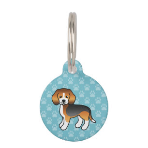 Süßer dreifarbiger Beagle-Hund mit Hundeinfos Tiermarke