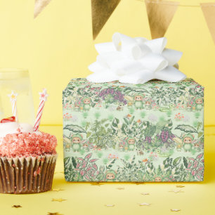 Süßer Dschungelbär und tropisches nahtloses Muster Geschenkpapier
