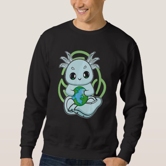 Süßer Earth Day Axolotl Mit Planet Für Die Umwelt Sweatshirt (Vorderseite)