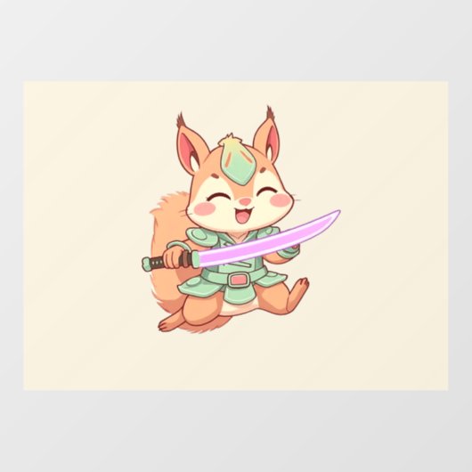 Süßer Eichhörnchen-Samurai. Fensteraufkleber (Blatt)
