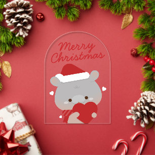 Süßer einfacher lustiger Frohe Weihnachten Acryleinladungen