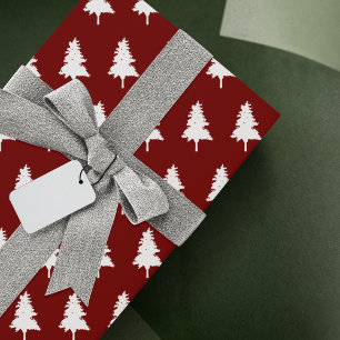 Süßer einfacher roter und weißer Weihnachtsbaum Geschenkpapier