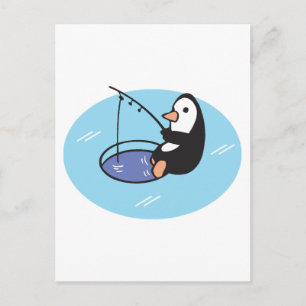 süßer Eisangler Pinguin Postkarte