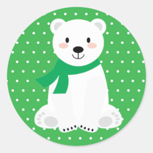 Süßer Eisbär-Baby-Party Grün Runder Aufkleber
