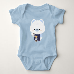 Süßer Eisbär-Barista Baby Strampler
