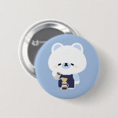 Süßer Eisbär-Barista Button (Vorne & Hinten)