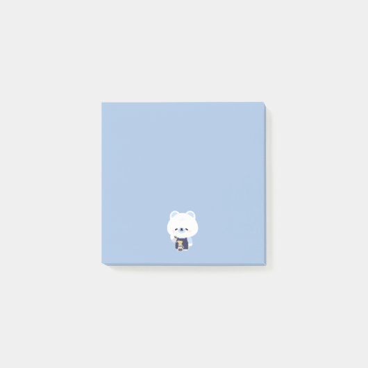 Süßer Eisbär-Barista Post-it Klebezettel (Vorderseite)
